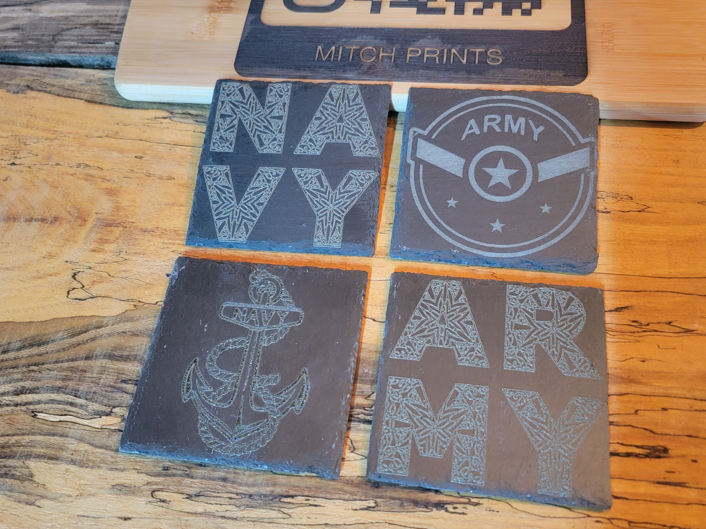 4 pc Personalized slate coaster set