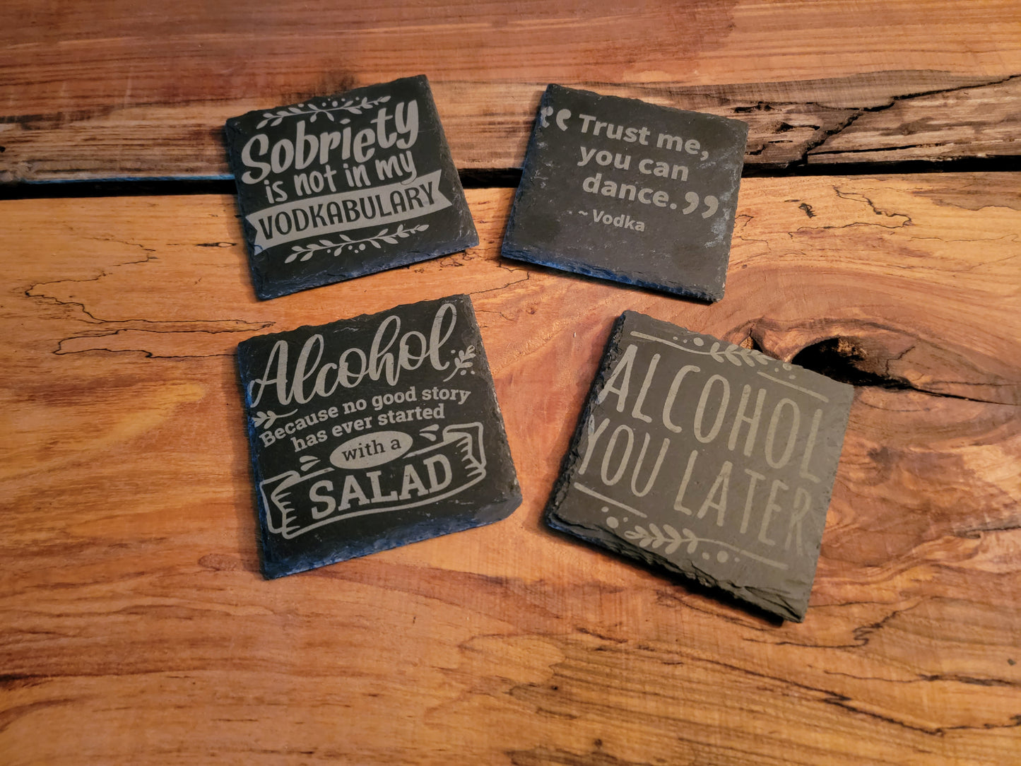 4 pc Personalized slate coaster set