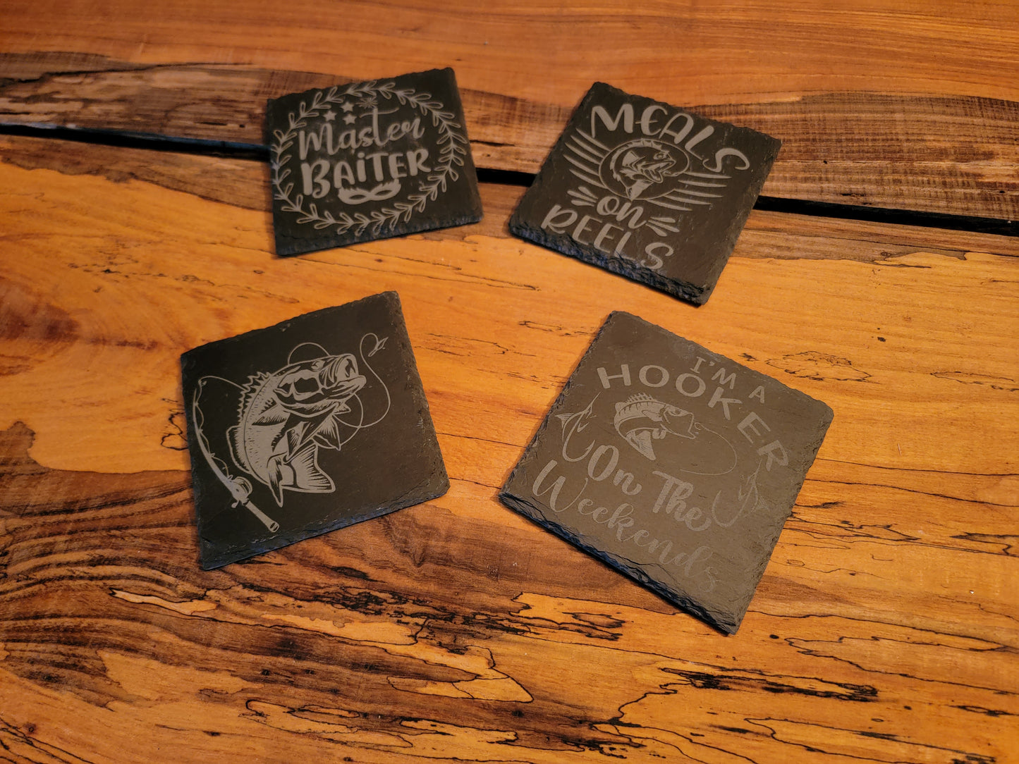 4 pc Personalized slate coaster set